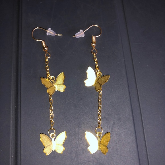 Gold Butterfly Drop Earrings | Poshmark
